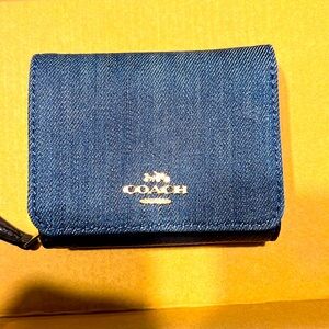 Coach denim trifold wallet